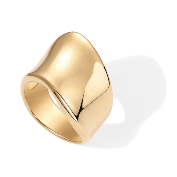 14k Gold Plated Chunky Statement Ring - Picture 2 of 4